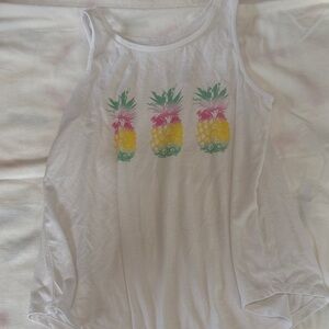 Kids Pineapple Print White Tank Top